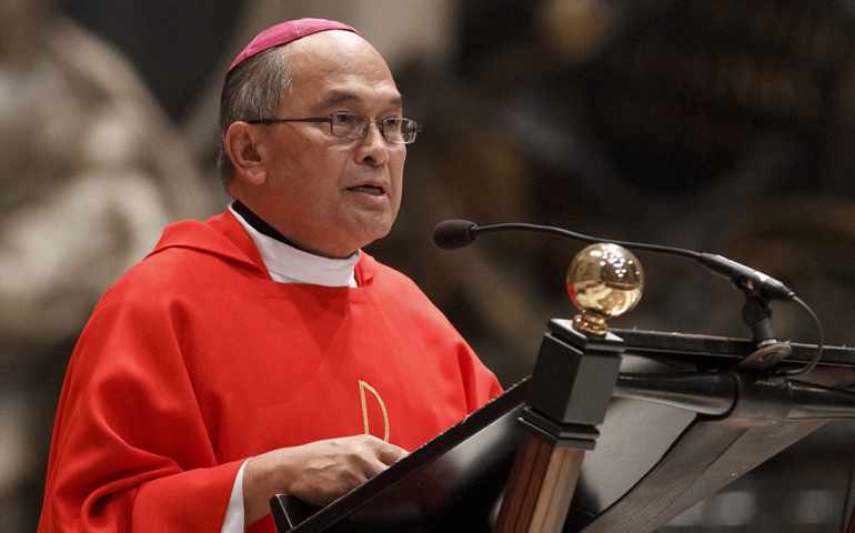 Archbishop Anthony Apuron of Agana, Guam, is pictured in a 2012 photo at the Vatican. (CNS/Paul Haring)