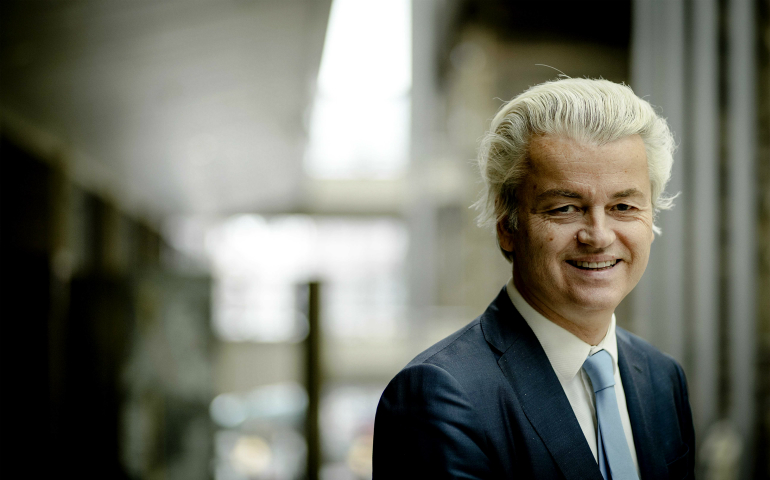 Geert Wilders, a Dutch politician whose Party for Freedom is expected to win the majority of seats in the lower house of Parliament in March 15 elections, is pictured in a March 2 photo. (CNS photo/Obin Van Lonkhuijsen, EPA) 