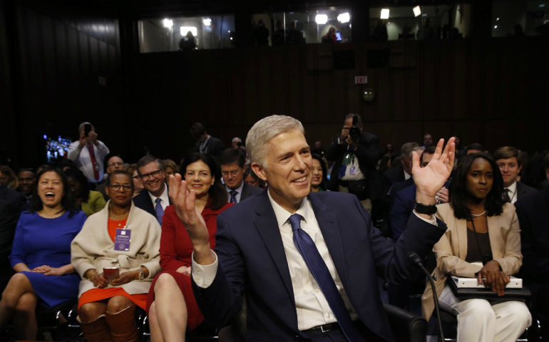 Judge Neil Gorsuch, President Donald Trump's nominee for the U.S. Supreme Court, attends his Senate Judiciary Committee confirmation hearing on Capitol Hill March 20 in Washington. (CNS photo/Jonathan Ernst, Reuters)