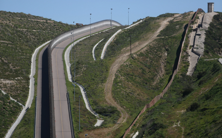 A view of a section of the wall separating Mexico and the United States is seen March 7 from Tijuana, Mexico. (CNS/Edgard Garrido, Reuters)