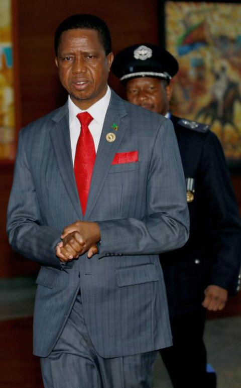 Zambian President Edgar Lungu is pictured in a Jan. 21 photo. (CNS photo/Tiksa Negeri, Reuters)