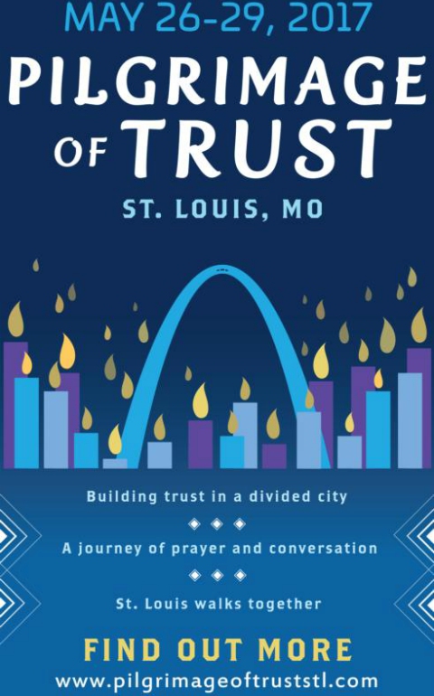 This is a poster for the Pilgrimage of Trust taking place in St. Louis May 26-29 to bridge racial divides after the 2014 riots in Ferguson. (CNS/courtesy Archdiocese of St Louis)