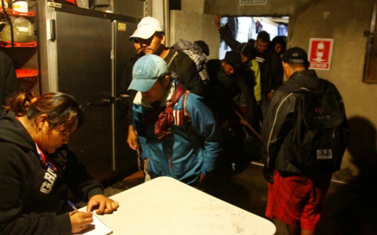 Migrants from Central America, who are fleeing from violence and poverty, arrive May 7 at a shelter in Tijuana, Mexico. (CNS/Jorge Duenes, Reuters)