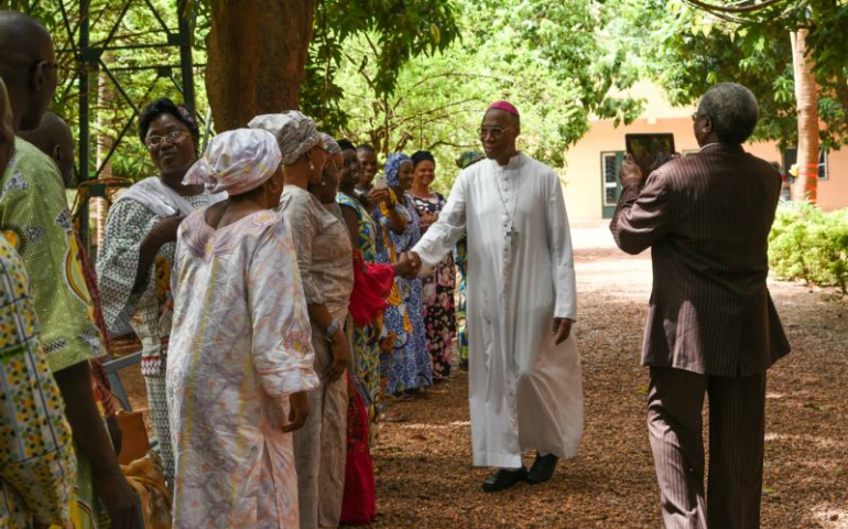 Cardinal-designate Jean Zerbo of Bamako, Mali, greets visitors in Bamako May 25. (CNS/Nicolas Remene, EPA)