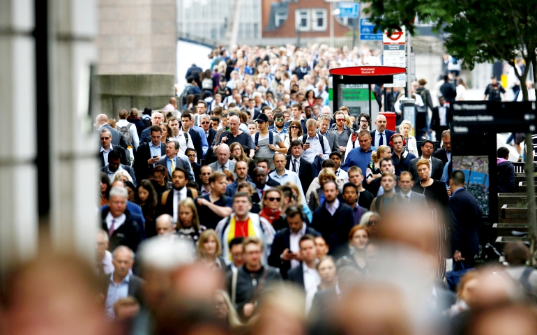 Commuters walk across London Bridge June 5 after it was reopened following a June 3 terrorist attack. (CNS/Reuters/Peter Nicholls)