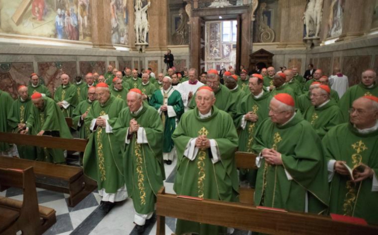 Pope Francis speaks as he celebrates Mass with about 50 cardinals in the Pauline Chapel of the Apostolic Palace at the Vatican June 27. (CNS/L'Osservatore Romano)