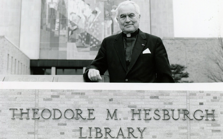 Holy Cross Father Theodore Hesburgh, then president of the University of Notre Dame in Indiana, is seen in this 1987 file photo. (CNS)