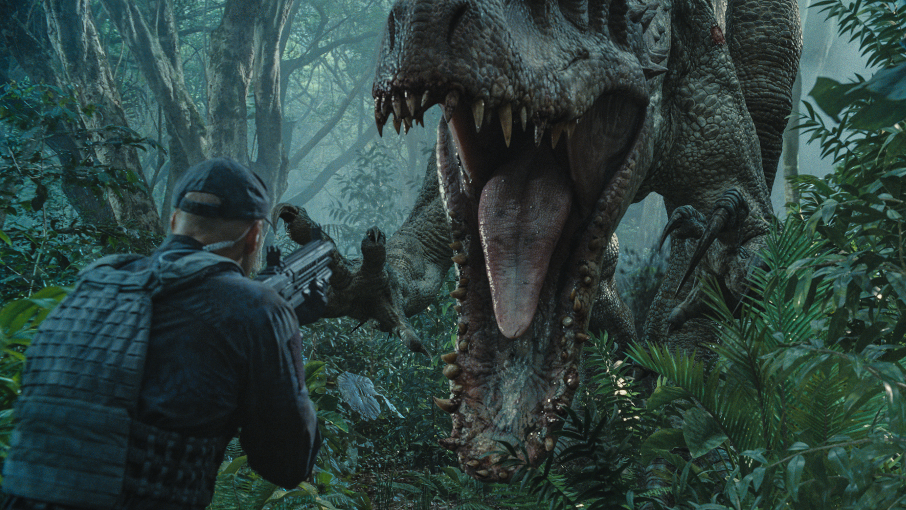 The Indominus rex readies her attack in “Jurassic World." 