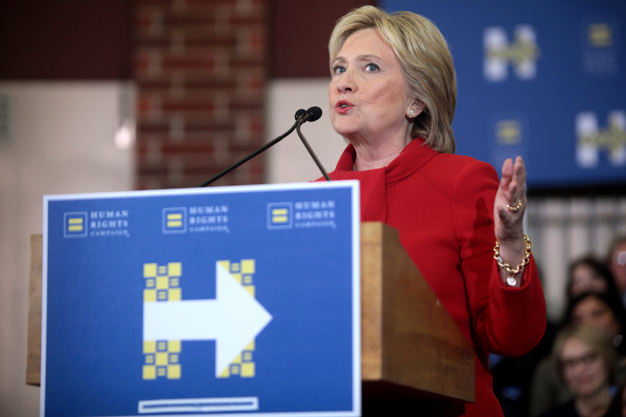 Hillary Clinton campaigns in West Des Moines, Iowa, Jan. 24. (Gage Skidmore)