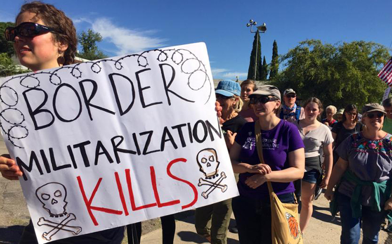 This year's SOA Watch protest shifted its attention to protesting harmful U.S. policies abroad and the militarization of the border. (GSR/Soli Salgado)