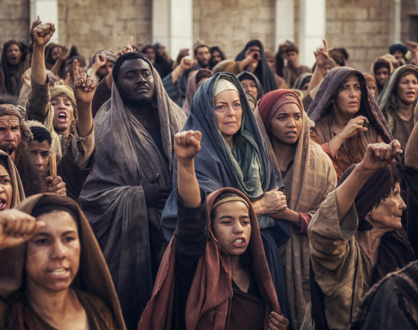 From left, Babou Ceesay as John, Greta Scacchi as Mother Mary, and Chipo Chung as Mary Magdalene in "A.D.: The Bible Continues" (NBC/LightWorkers Media/Joe Alblas)