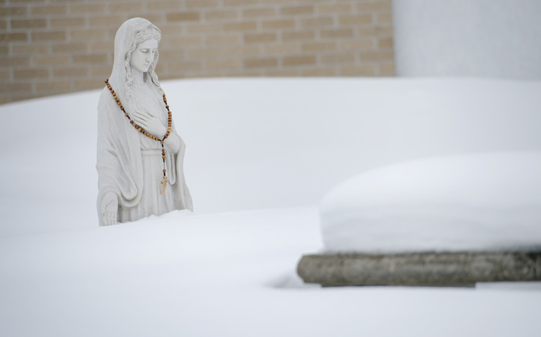 A statue of Mary outside St. Pius X Church in Rochester, N.Y. (CNS/Catholic Courier/Mike Crupi)