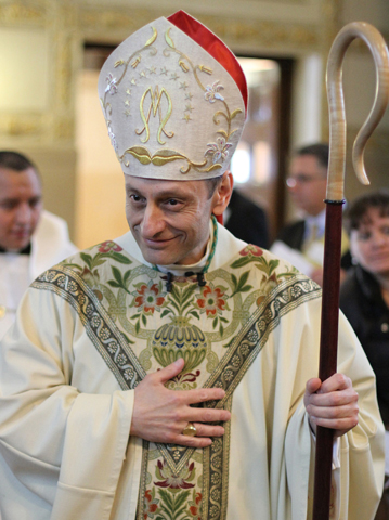Pope Francis has appointed Auxiliary Frank Caggiano of Brooklyn, N.Y., pictured here in May, as the fifth bishop of the diocese of Bridgeport, Conn. (CNS/Gregory A. Shemitz) 