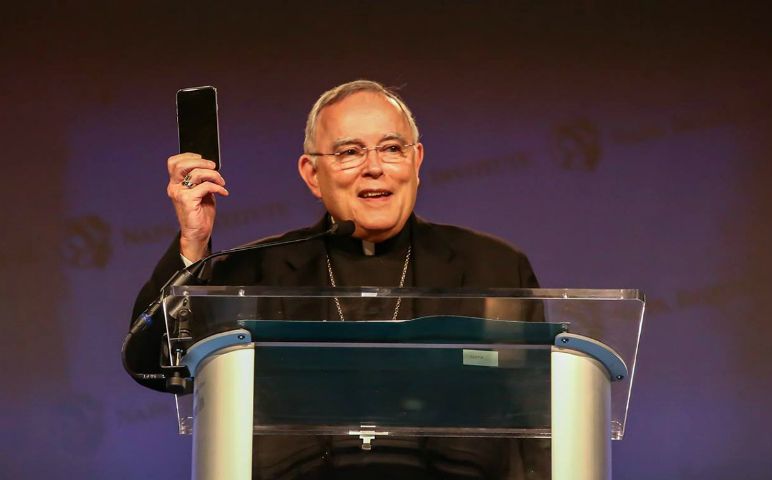 Philadelphia Archbishop Charles Chaput speaks during the July 27 opening of the seventh annual Napa Institute Conference in California. The conference this year was organized around the themes discussed by Archbishop Chaput in his book. (CNS photo/courtesy Kate Capato, Visual Grace)