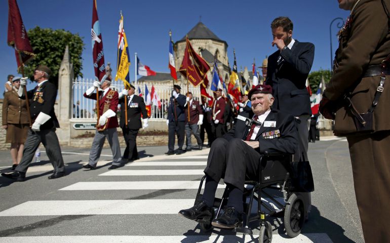 British World War II veteran Maj. Hugh Pond, 91, on June 6, 2014, served in the 9th Parachute Regimen. He is pictured at the 70th anniversary commemoration of D-Day in Ranville, France. (CNS photo/Benoit Tessier, Reuters)