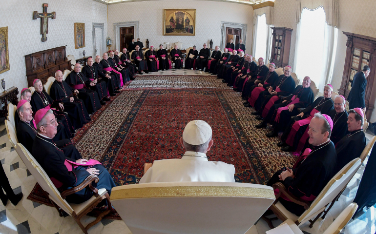 Pope Francis meets with Irish bishops during their "ad limina" visits to the Vatican Jan. 20. (CNS photo/L'Osservatore Romano)