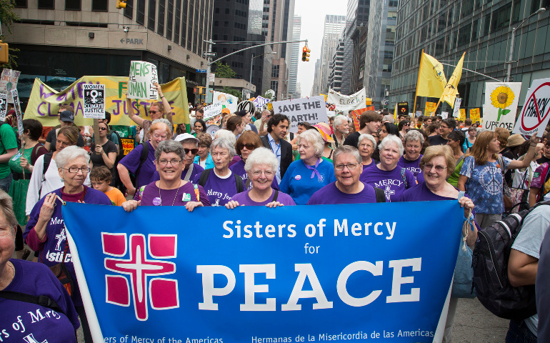 Mercy Sisters joined an estimated 310,000 demonstrators in the People's Climate March in New York Sept. 21, 2014. CNS photo/Jim West) 