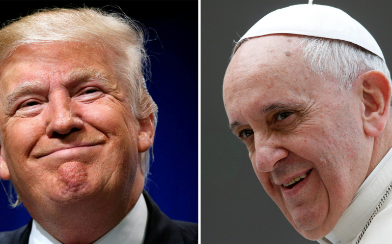U.S. President Donald Trump and Pope Francis are seen in this composite file photo. The two leaders are scheduled to meet at the Vatican May 24. (CNS photo/Reuters)