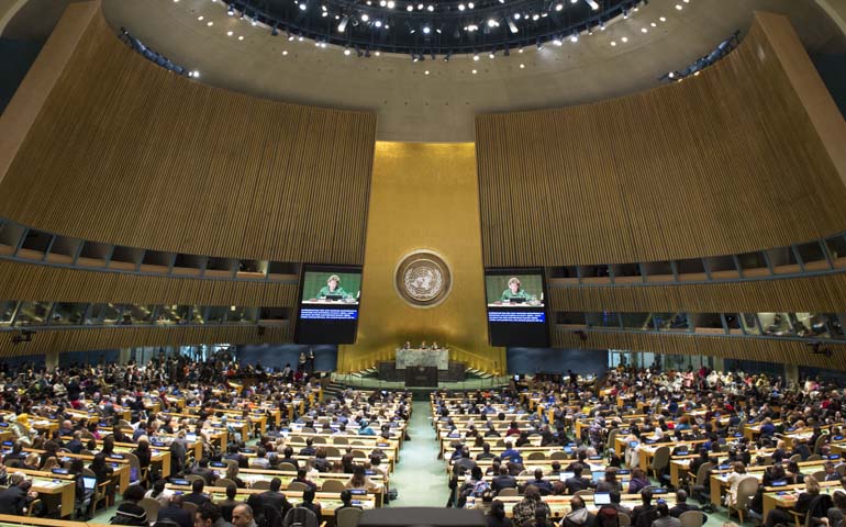 The United Nations' General Assembly Hall was the site of the opening of the March 12 opening of 62nd session of the Commission on the Status of Women. (United Nations photo)