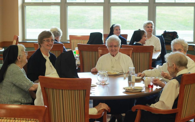 Sisters, Servants of the Immaculate Heart of Mary eat dinner in a family-style setting at Camilla Hall. (Colin Evans)
