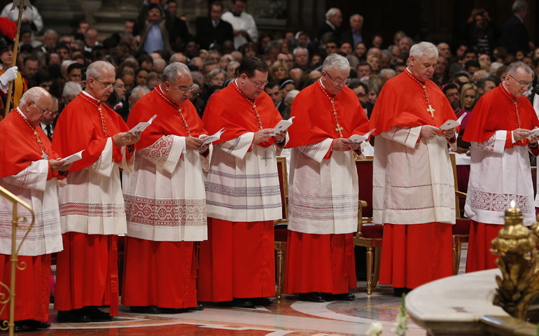 Cardinals participate in the Feb. 22, 2014, consistory at which Pope Francis created 19 new cardinals in St. Peter's Basilica at the Vatican. (CNS/Paul Haring)