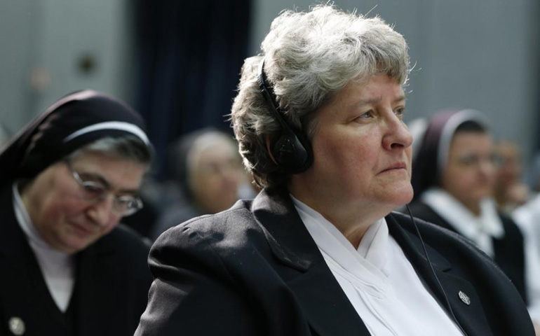  Nuns listen Tuesday during a Vatican press conference for release of the final report of a Vatican-ordered investigation of U.S. communities of women religious. (CNS/Paul Haring)