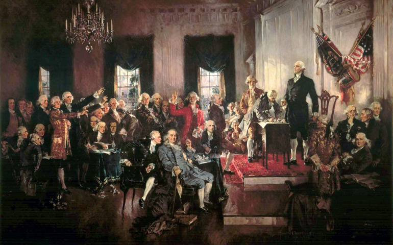 "Scene at the Signing of the Constitution of the United States" by Howard Chandler Christy (Wikimedia Commons)