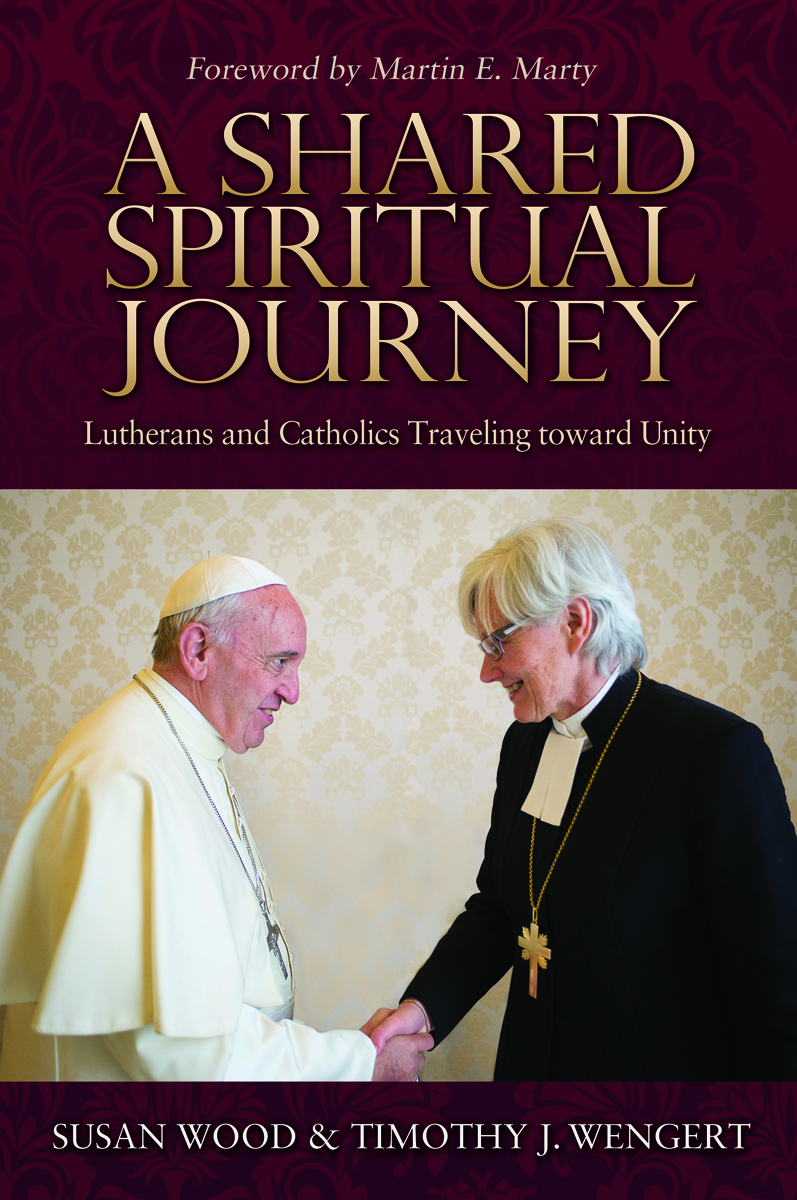 When Pope Francis goes to Sweden Oct. 31 for the start of the anniversary of the Reformation, he will be welcomed by Archbishop Antje Jackelén, pictured with him on the cover of a new book by Wood and Wengert. (Provided photo)