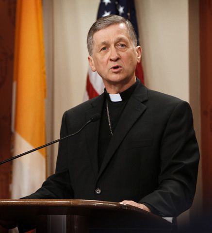 Archbishop Blase Cupich addresses the media during a news conference Saturday at the Quigley Center in Chicago. (CNS/Catholic New World/Karen Callaway)