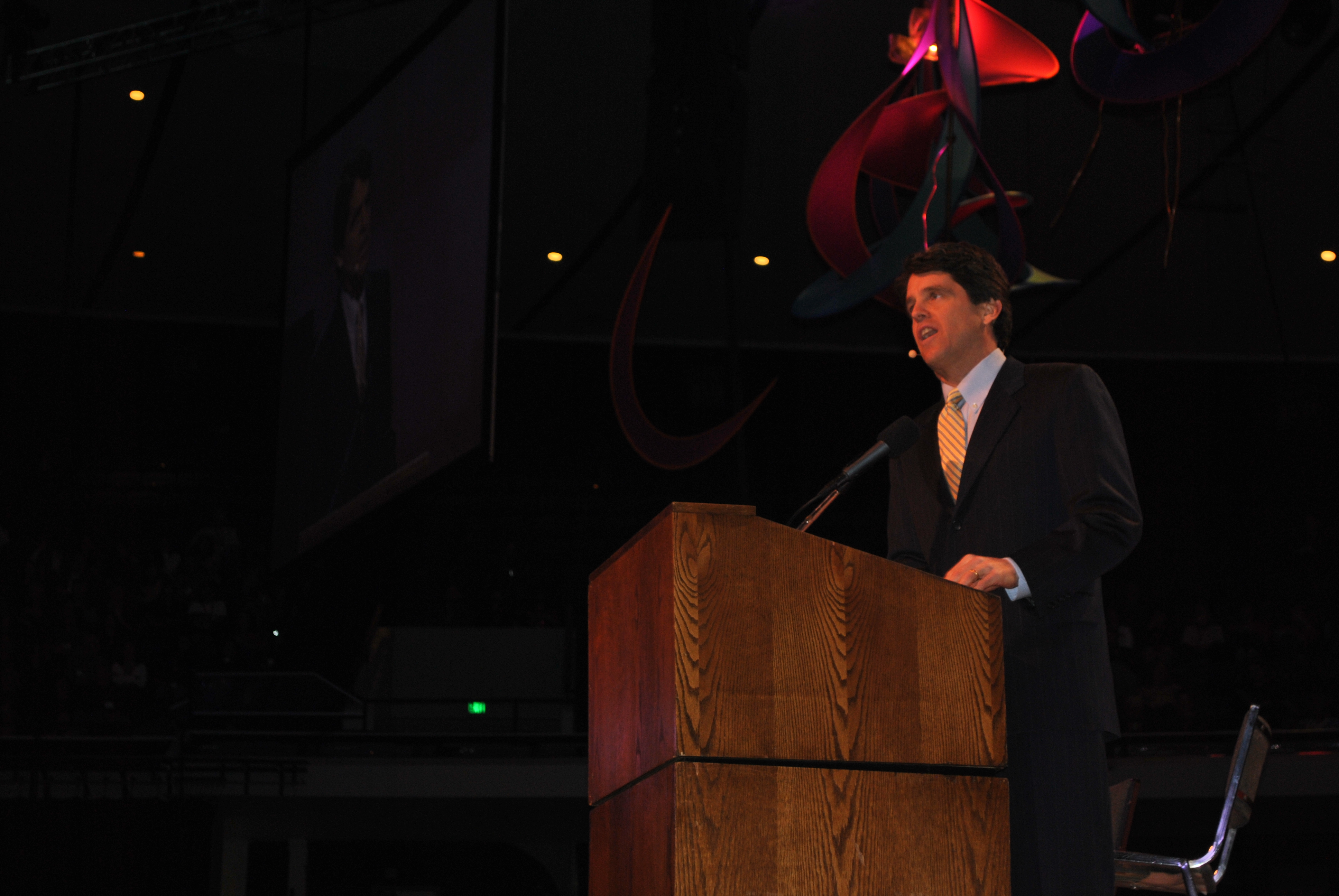 Speaker Mark Shriver talks about his father, the late Sargent Shriver in his keynote address