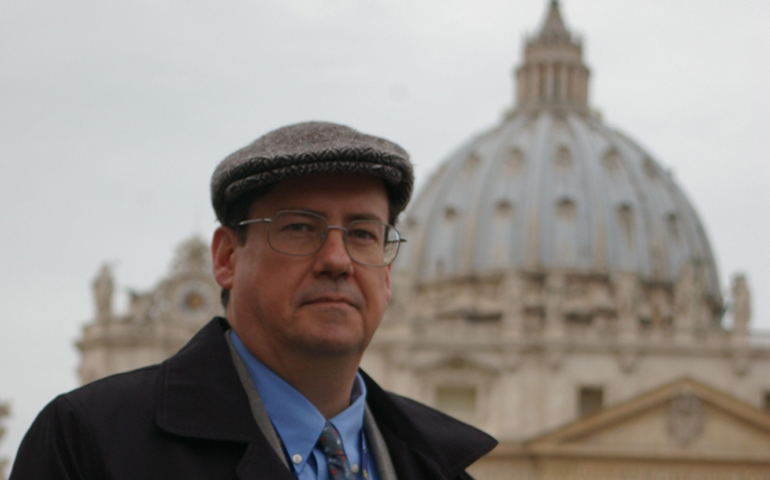 NCR editor Dennis Coday in St. Peter's Square, Vatican City (NCR photo/Joshua J. McElwee)