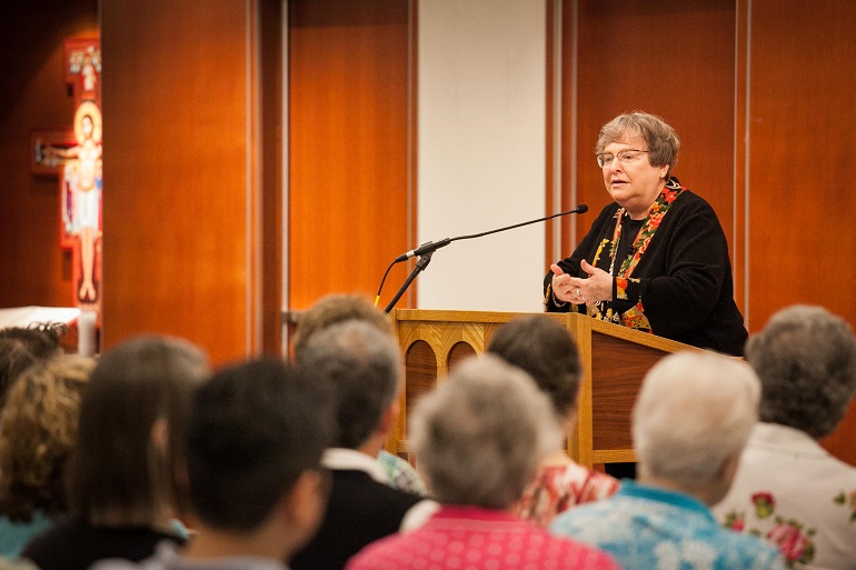 Elizabeth Johnson at Catholic Theological Union in Chicago. Photo by Millicent Wong Photography and Design