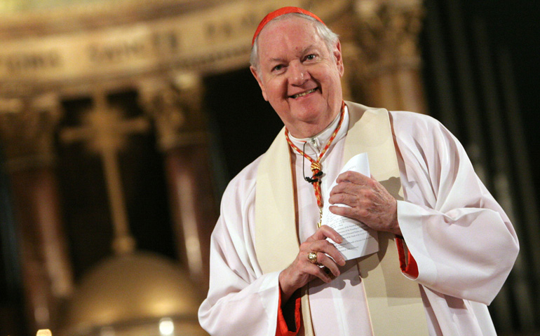 Cardinal Edward Egan presides at a ceremony for opening the cause for canonization of Paulist Father Isaac T. Hecker on Jan. 27, 2008, in New York. (CNS/Gregory A. Shemitz)