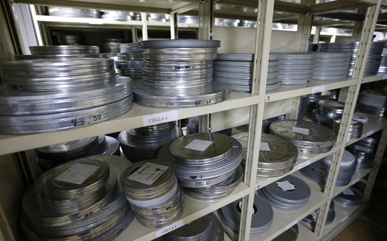 Film reels in a climate-controlled storage library of the Pontifical Council for Social Communications at the Vatican (CNS/Paul Haring) 