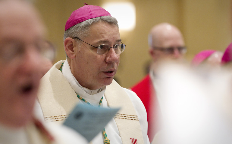 Bishop Robert Finn of Kansas City-St. Joseph, Mo., at a meeting of the U.S. Conference of Catholic Bishops in November 2012. (CNS/Nancy Phelan Wiechec) 