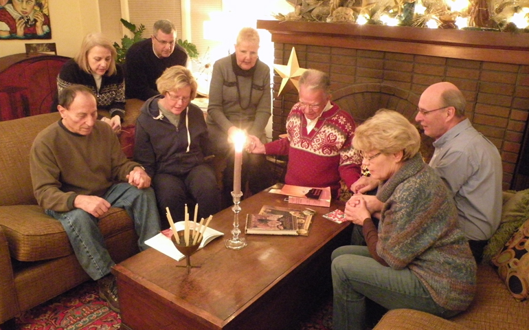 Participants in the ARISE Together in Christ program from St. Jude Parish in Fort Wayne, Ind., gather for one of the fall session meetings. (Francie Hogan)