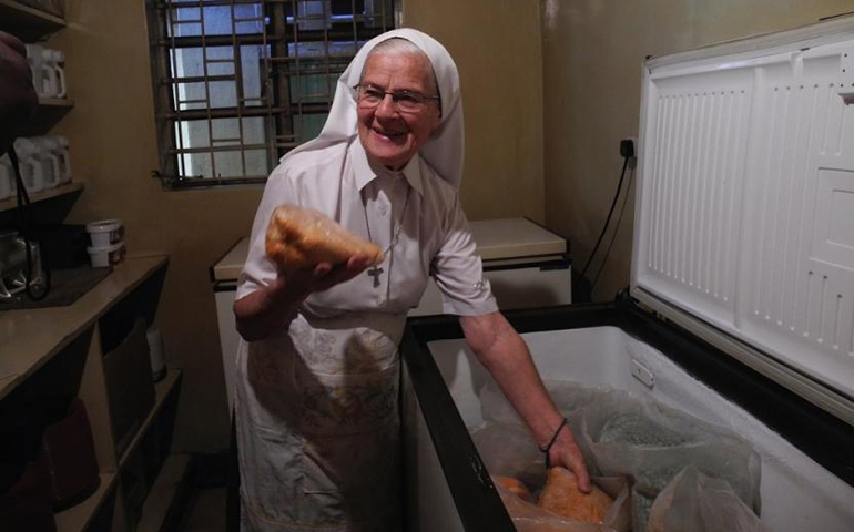 Sr. M. Ivanna B. Ennemoser shows off a well-organized refrigerator. (GSR photo/Melanie Lidman)