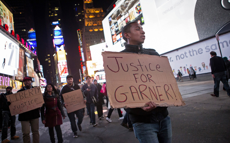 People protest the death of Eric Garner in the Manhattan borough of New York on Dec. 3, 2014. (CNS/Reuters/Eric Thayer)