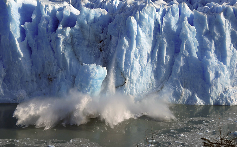 Splinters of ice peel off from one of the sides of the Perito Moreno glacier during the Southern Hemisphere's winter months in early July 2008 near El Calafate, Argentina. (CNS photo/Andres Forza, Reuters) 