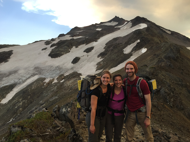Brian Harper with friends on the Goat Rocks of the Pacific Crest Trail.