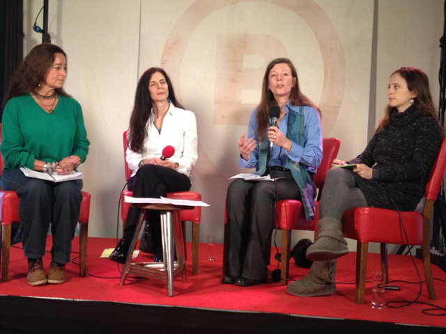 From left: Liz Hosken, Osprey Orielle Lake, Linda Sheehan, and Natalia Greene at a Dec. 3 COP21 civil-society presentation (Elise D. Garcia)