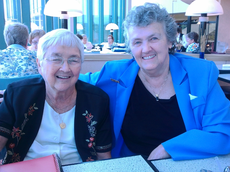 Past presidents of LWCR: Mercy Sr. Theresa Kane and Benedictine Sr. Joan Chittister (Joshua McElwee)