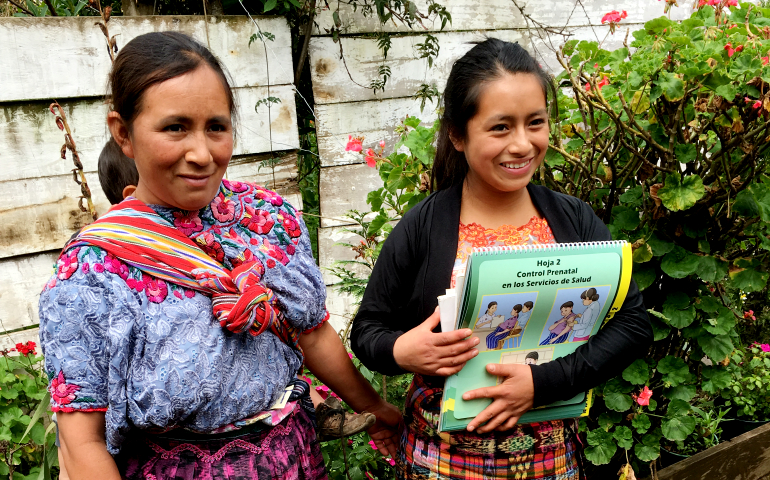 Teresa, 36, and her daughter Norma, 17, discuss their work as “mother monitors” with Catholic Relief Services' SEGAMIL program in Guatemala. (Robert Christian)