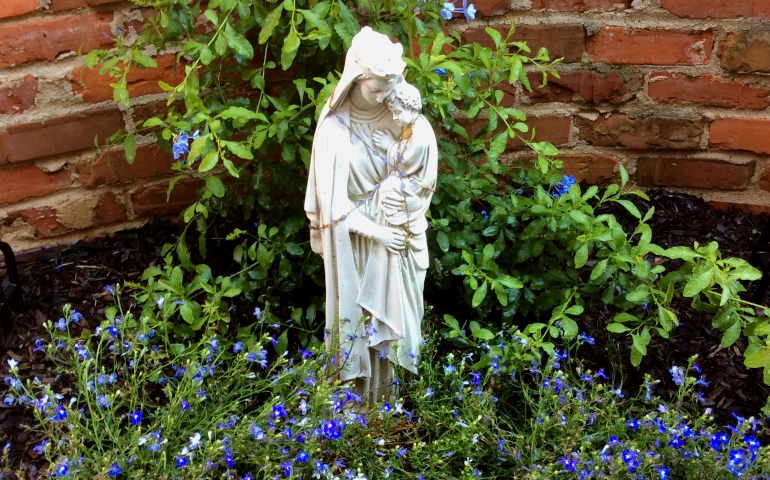 A statue of the Virgin Mary in Mary Ferrara’s garden (Provided photo)