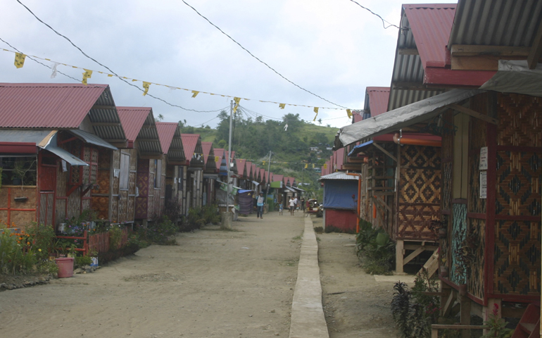 Houses in Utap, the transitional relocation site where Josefa Alvero lives with her family. (Joanna Gardner)