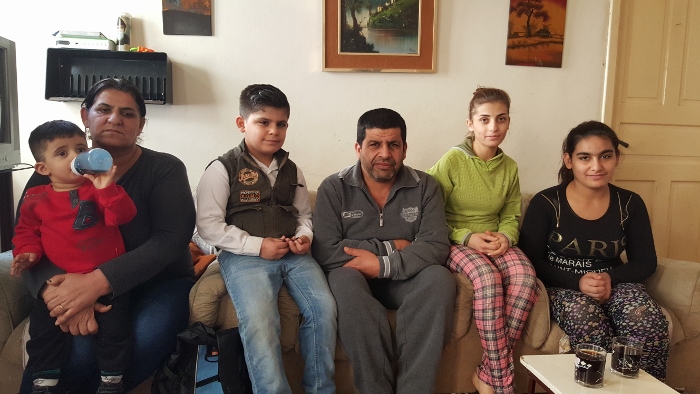 Chamel Sarmad Gazgouz and his family now find themselves part of the human tidal wave of refugees seeking safety in Lebanon and neighboring countries. At left is Gazgouz's wife, Amira Hamokan Bolos. (GSR photo/Chris Herlinger)