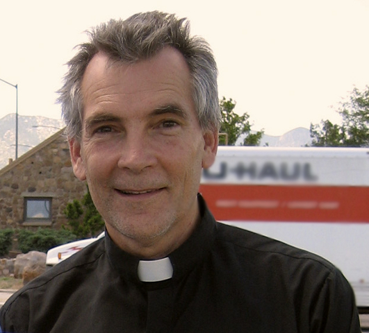 Jesuit Fr. Steve Kelly is seen in a 2007 file photo, taken outside outside Fort Huachuca in Arizona. (CNS photo/Felice Cohen-Joppa, courtesy TortureonTrial.org)
