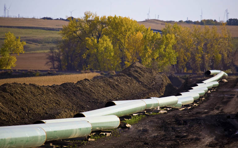 The Keystone XL pipeline is pictured under construction in North Dakota in this undated photograph released Jan. 18, 2012. (CNS photo/TransCanada Corporation handout photo via Reuters)