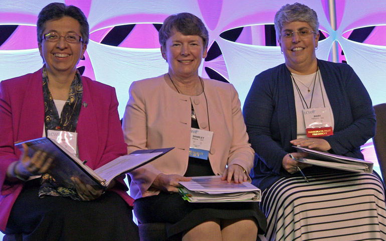 From left, President Sr. Teresa Maya, president-elect Sr. Sharlet Wagner and past president Sr. Mary Pellegrino, at the 2018 LCWR annual assembly in St. Louis (Annmarie Sanders)