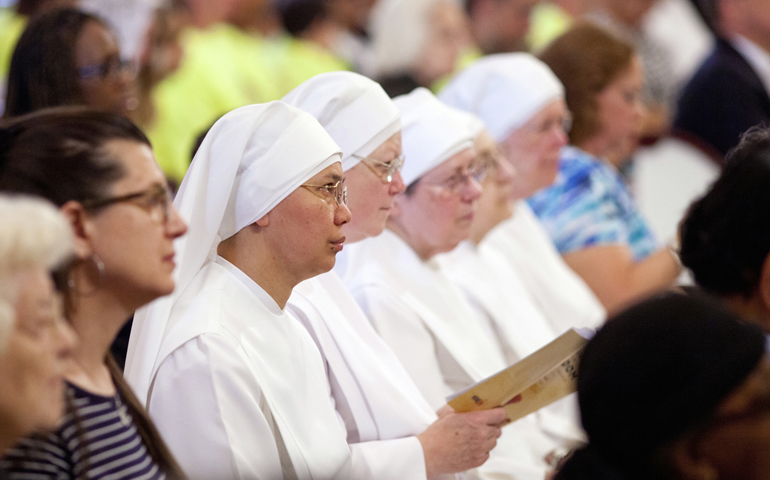Members of the Little Sisters of the Poor attend the 2014 celebration of the third annual Fortnight for Freedom Mass at the Basilica of the National Shrine of the Assumption of the Blessed Virgin Mary in Baltimore. (CNS/Catholic Review/Tom McCarthy Jr.)